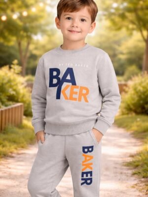 Erkek Çocuk Gri Yazılı Spor Takımı rahat ve dayanıklı çocuk giyim