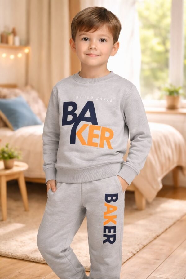 Erkek Çocuk Gri Yazılı Spor Takımı rahat ve dayanıklı çocuk giyim - Gorsel 2