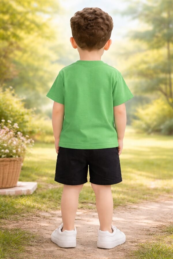 Erkek Çocuk Yeşil Kısa Kollu Tişört ve Şort Takımı rahat hareket özgürlüğü - Gorsel 4