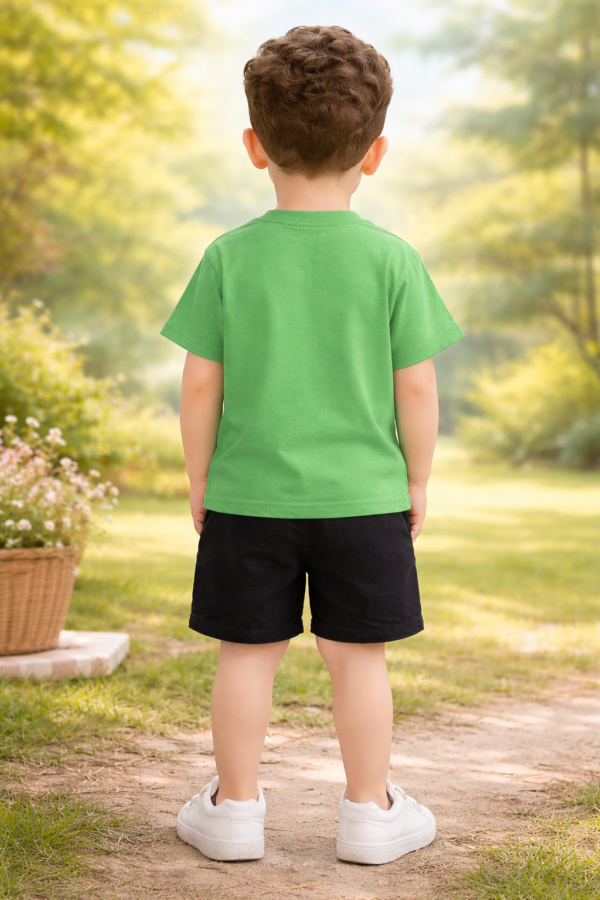 Erkek Çocuk Yeşil Kısa Kollu Tişört ve Şort Takımı rahat hareket özgürlüğü - Gorsel 4