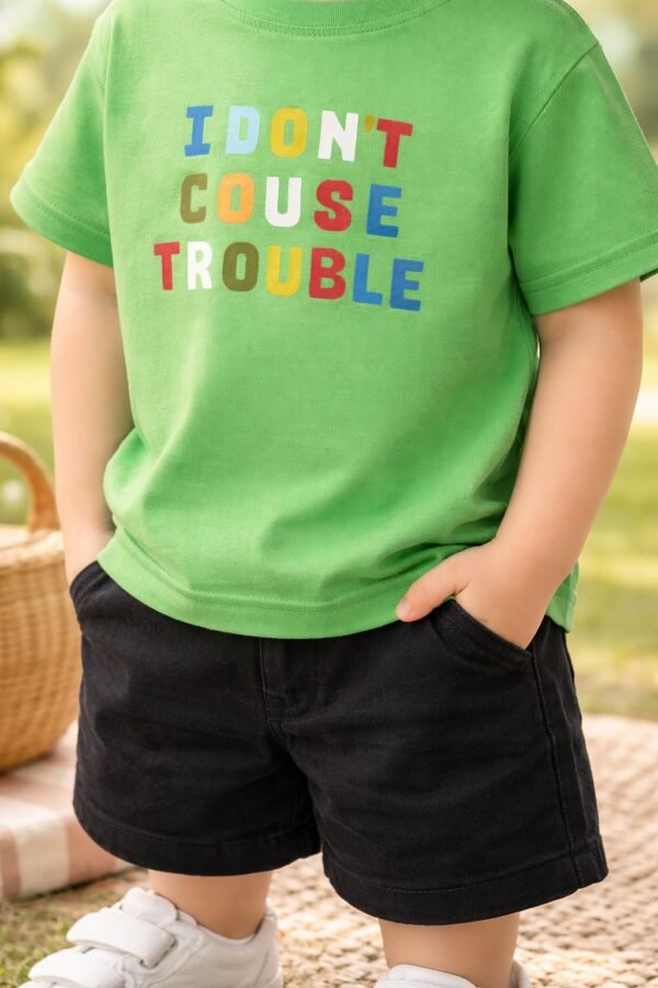 Erkek Çocuk Yeşil Kısa Kollu Tişört ve Şort Takımı rahat hareket özgürlüğü - Gorsel 3