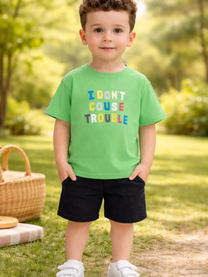 Erkek Çocuk Yeşil Kısa Kollu Tişört ve Şort Takımı rahat hareket özgürlüğü