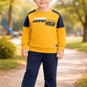 Erkek Çocuk Bisiklet Yaka Takım Hardal Renkli Yumuşak İç Şardonlu