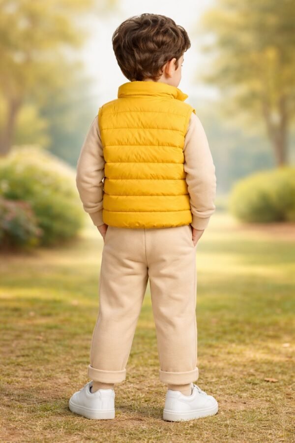 Erkek çocuk kapitone yelekli 3 parça spor takım, çocuk giyim, rahat ve şık - Gorsel 4
