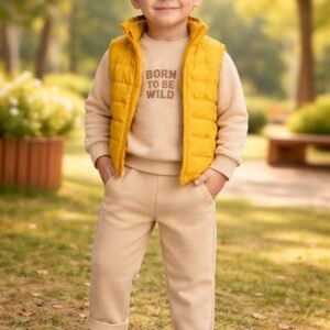 Erkek Çocuk Kapitone Yelekli 3'lü Eşofman Takımı