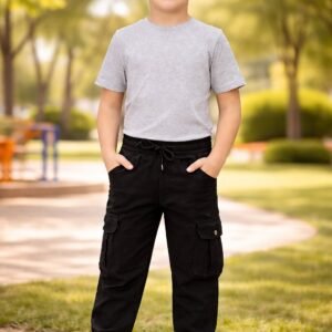 Erkek Çocuk Kargo Cepli Lastikli Kanvas Pantolon