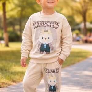 Erkek Çocuk Labubu Baskılı Krem Renk Takım, Erkek Giyim, Rahat ve Dayanıklı