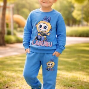 Erkek Çocuk Labubu Baskılı Mavi Renk Takım, rahat ve kullanışlı çocuk giyim