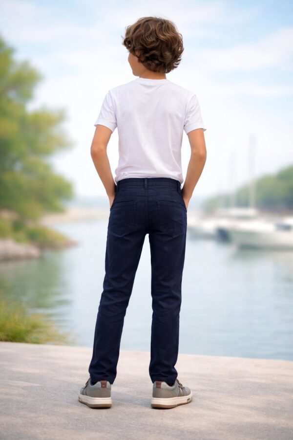 Erkek Çocuk Lacivert Keten Pantolon 12-16 Yaş rahat ve şık giyim - Gorsel 4