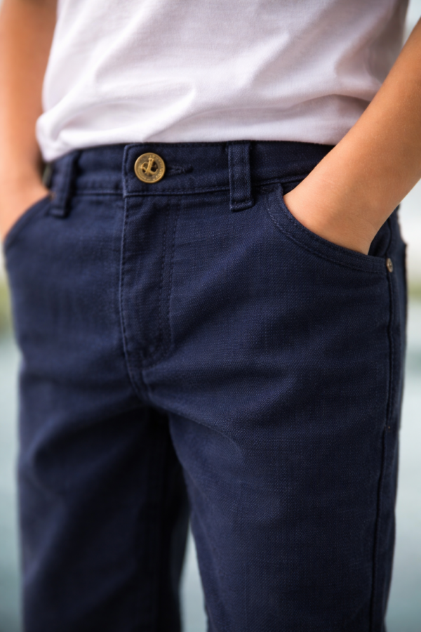 Erkek Çocuk Lacivert Keten Pantolon 12-16 Yaş rahat ve şık giyim - Gorsel 3