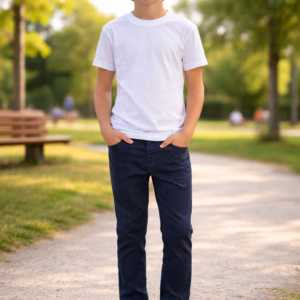 Erkek Çocuk Lacivert Keten Pantolon 12-16 Yaş rahat ve şık giyim