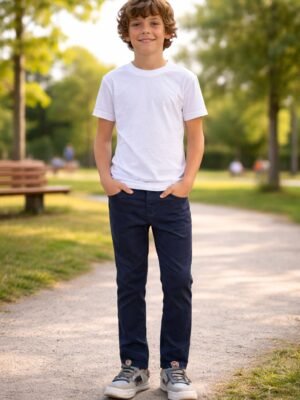 Erkek Çocuk Lacivert Keten Pantolon 12-16 Yaş rahat ve şık giyim