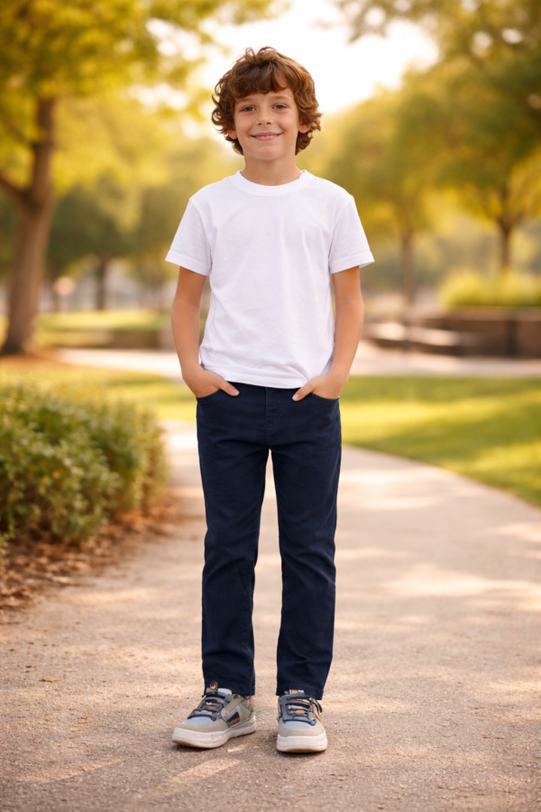 Erkek Çocuk Lacivert Keten Pantolon 12-16 Yaş rahat ve şık giyim - Gorsel 2