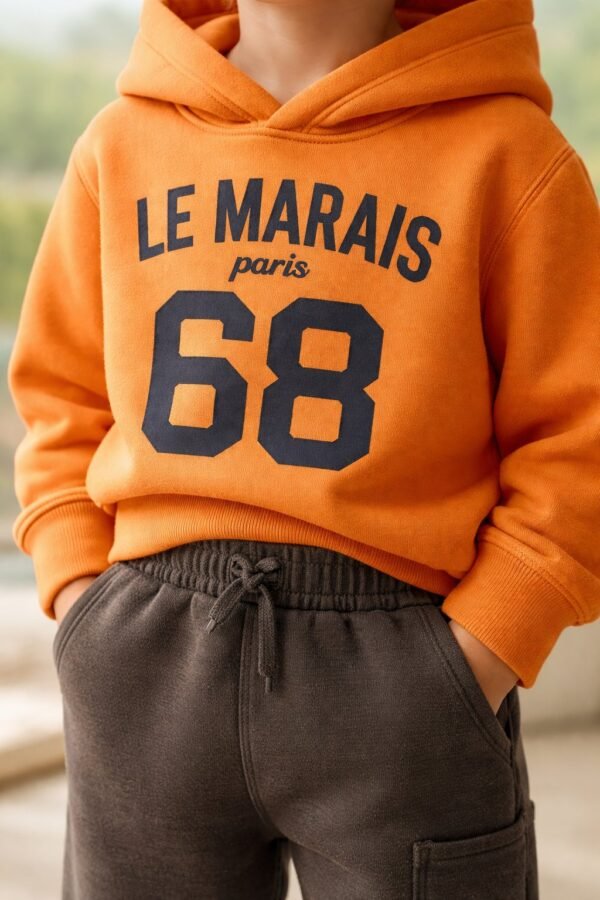 Erkek Çocuk turuncu eşofman takımı, rahat hareket ve dayanıklı yapı ile - Gorsel 3