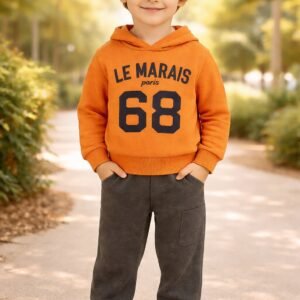 Erkek Çocuk turuncu eşofman takımı, rahat hareket ve dayanıklı yapı ile