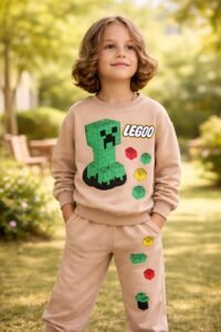 Erkek Çocuk Lego Baskılı Kahverengi Takım Seti