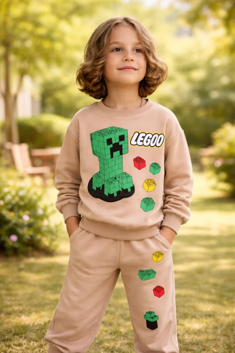Erkek Çocuk Lego Baskılı Kahverengi Takım Seti