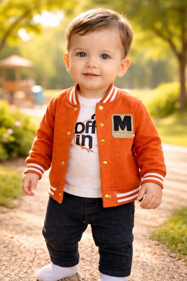 Erkek Çocuk Kolej Ceketi ve Pantolon Takımı, Renkli ve Rahat Günlük Giyim, Elastik Bel ve Fermuarlı Detaylar - Gorsel 2