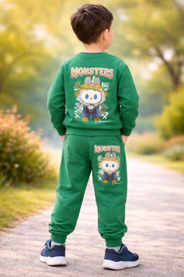 Erkek Çocuk Monstres Yazılı Yeşil Takım, Erkek Çocuk Giyim, Rahat ve Dayanıklı - Gorsel 4