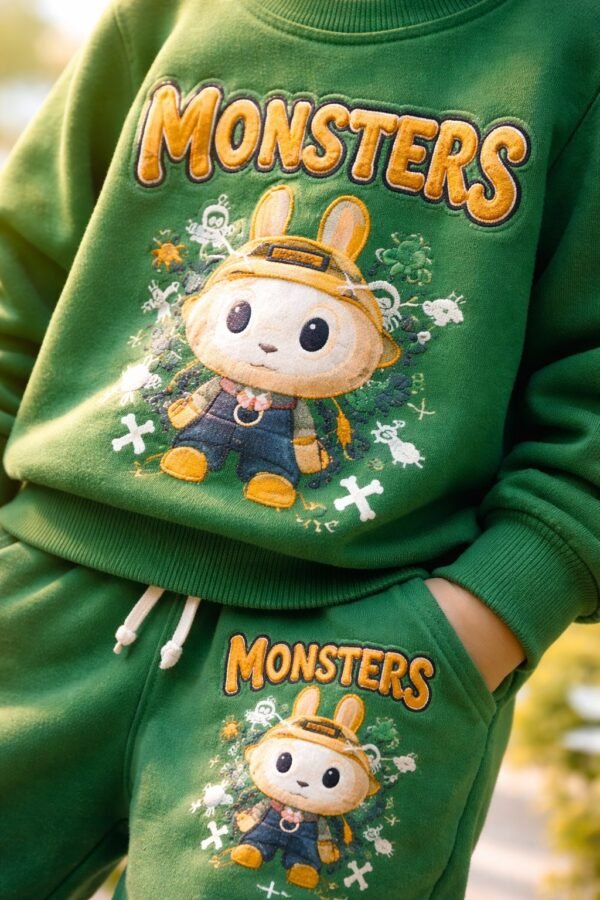 Erkek Çocuk Monstres Yazılı Yeşil Takım, Erkek Çocuk Giyim, Rahat ve Dayanıklı - Gorsel 3