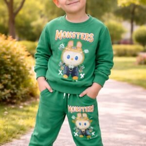 Erkek Çocuk Monstres Yazılı Yeşil Takım