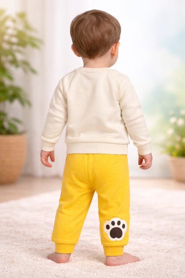 Erkek Bebek Panda Kafa Baskılı Uzun Kollu Pamuk Takım Sarı Renkli Konfor - Gorsel 4