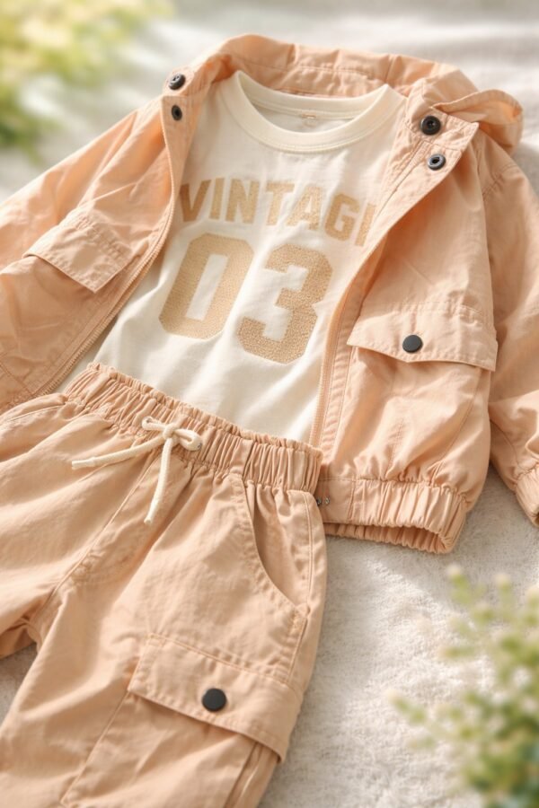 Kız Çocuk Paraşüt Kumaşlı Takım Gül Kurusu Kısa Kollu ve Pantolonlu, rahat ve dayanıklı - Gorsel 3