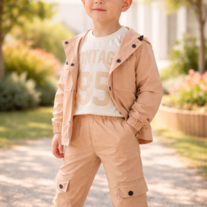 Kız Çocuk Paraşüt Kumaşlı Takım Gül Kurusu Renkli ve Rahat Tasarım