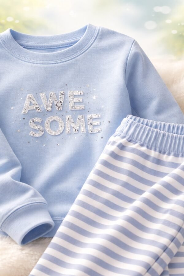 Erkek Çocuk Pijama Takımı 9-13 Yaş Mavi Uzun Kollu ve Eşofman Altı, Rahat ve Dayanıklı - Gorsel 3