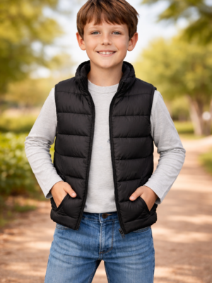 Erkek Çocuk Şişme Yelek Siyah Renk 7-10 Yaş - Erkek Çocuk Giyim