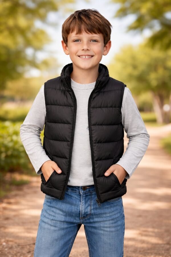 Erkek Çocuk Şişme Yelek Siyah Renk 7-10 Yaş - Erkek Çocuk Giyim