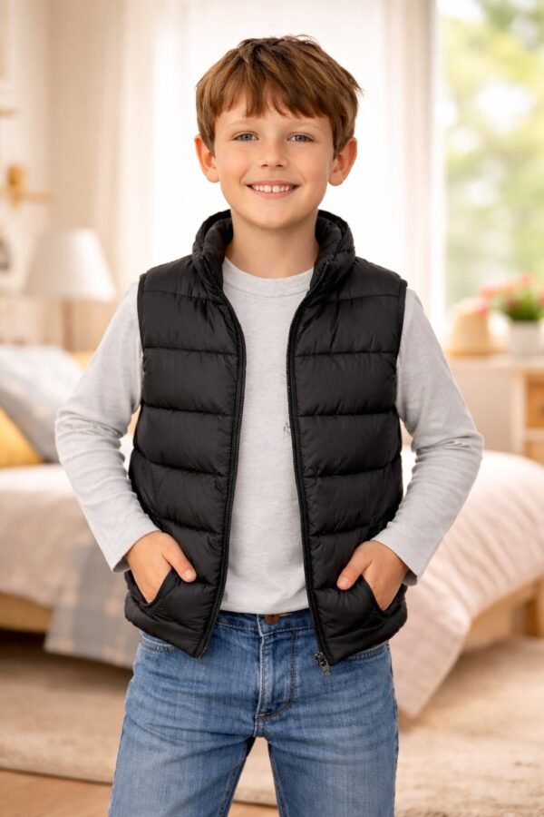 Erkek Çocuk Şişme Yelek Siyah Renk 7-10 Yaş - Erkek Çocuk Giyim - Gorsel 2
