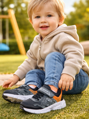 Erkek Çocuk Spor Ayakkabı Siyah Beden 31-35 Kaymaz Taban - Çocuk Ayakkabıları