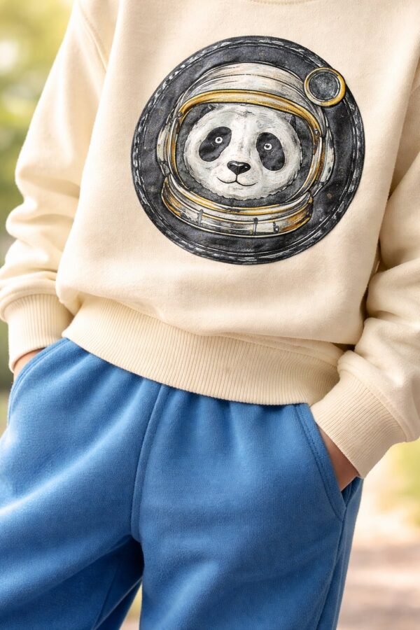 Erkek Çocuk Stay High Yazili Astronot Baskili Bisiklet Yaka Takim, Rahat ve Dayanıklı Günlük Giyim - Gorsel 3