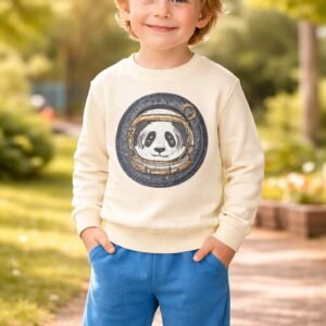 Erkek Çocuk Stay High Yazili Astronot Baskili Bisiklet Yaka Takim, Rahat ve Dayanıklı Günlük Giyim