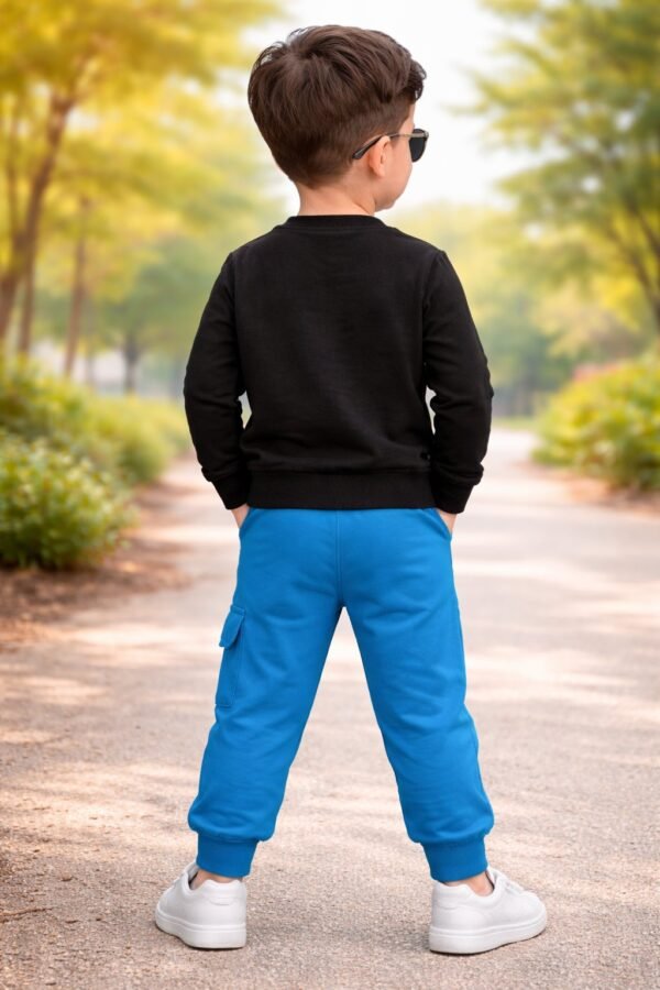 Erkek Çocuk Supercool Yazılı Siyah Uzun Kollu Spor Takımı rahat ve şık çocuk giyim - Gorsel 4