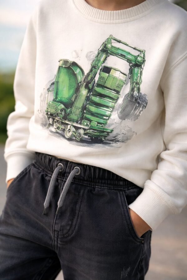 Erkek Çocuk Sweatshirt ve Kot Pantolon Takımı Siyah ve Mavi Renkler, Rahat ve Dayanıklı, Günlük Giyim - Gorsel 3