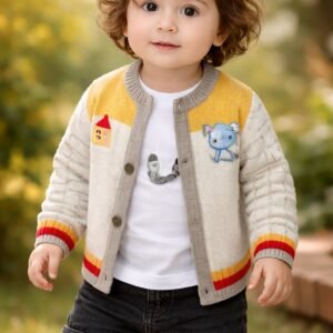 Kadife Kadife Erkek Çocuk Triko Hırka Desenli Kalın Dokulu