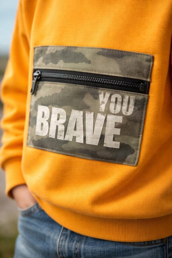 Erkek Çocuk Turuncu Sweatshirt Uzun Kollu Fermuarlı Cepli rahat kullanım - Gorsel 3