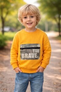 Erkek Çocuk Turuncu Sweatshirt - Uzun Kollu - 1 - 5 Yaş - Pamuklu Ve Fermuarlı Cepli