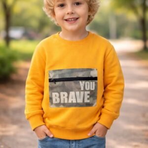 Erkek Çocuk Turuncu Sweatshirt Uzun Kollu Fermuarlı Cepli rahat kullanım