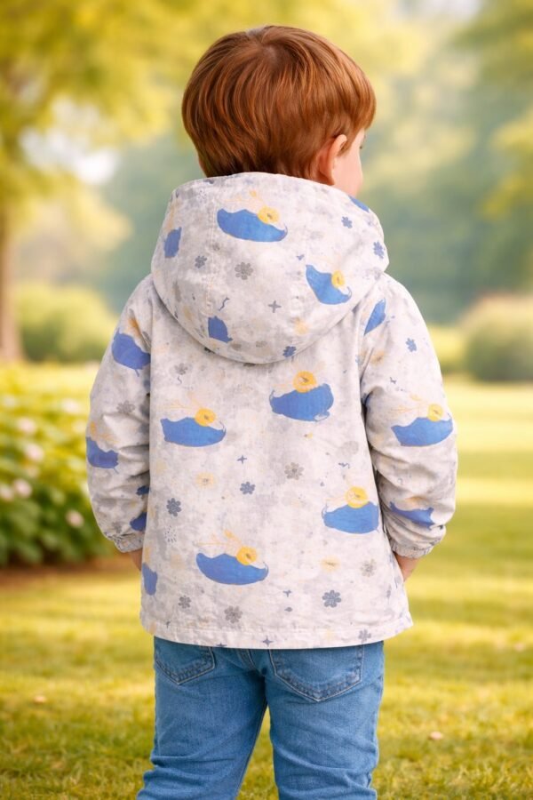 Erkek Çocuk Yağmurluk Fermuarlı Kapüşonlu Renkli Desenli Su Geçirmez - Gorsel 4