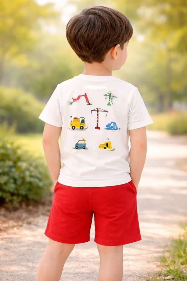 İnşaat Makineleri Desenli Erkek Çocuk Takım, Erkek Çocuk Giyim, Günlük ve Rahat - Gorsel 4