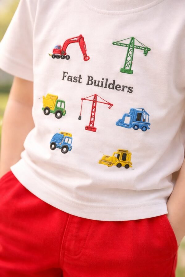 İnşaat Makineleri Desenli Erkek Çocuk Takım, Erkek Çocuk Giyim, Günlük ve Rahat - Gorsel 3