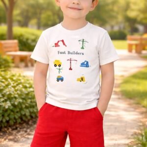 İnşaat Makineleri Desenli Erkek Çocuk Takım, Erkek Çocuk Giyim, Günlük ve Rahat