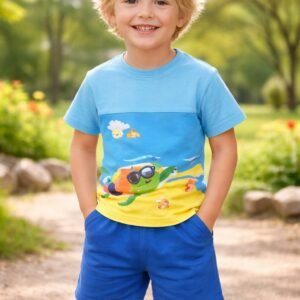 Kablumbağa Desenli Çocuk Erkek 2'li Eşofman Takımı