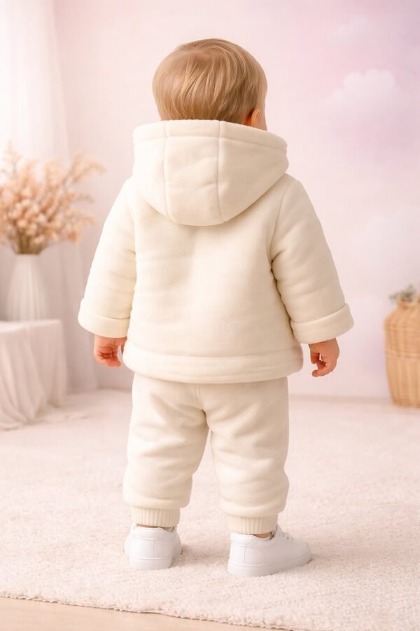 Krem Renkli Kapşonlu Bebek Montu Kız Bebek İç Wellsoft Kapüşonlu Mont - Gorsel 4