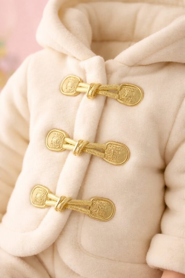 Krem Renkli Kapşonlu Bebek Montu Kız Bebek İç Wellsoft Kapüşonlu Mont - Gorsel 3