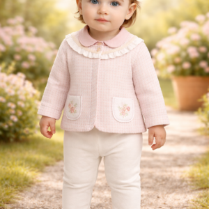 Kız Bebek Çiçek Cep Detaylı Yelek Gömlek Pantolon Takımı, Bebek Giyim, Rahat ve Şık Tasarım
