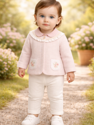 Kız Bebek Çiçek Cep Detaylı Yelek Gömlek Pantolon Takımı, Bebek Giyim, Rahat ve Şık Tasarım